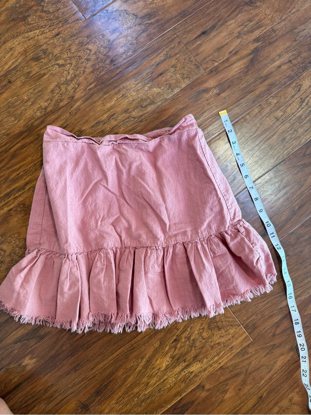 Frayed Ruffle Mini Skirt in Dusty Pink